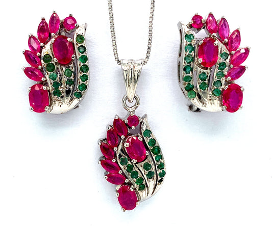 Multi Colour Stone Jewellery Set in .925 Sterling Silver - KSS 6192